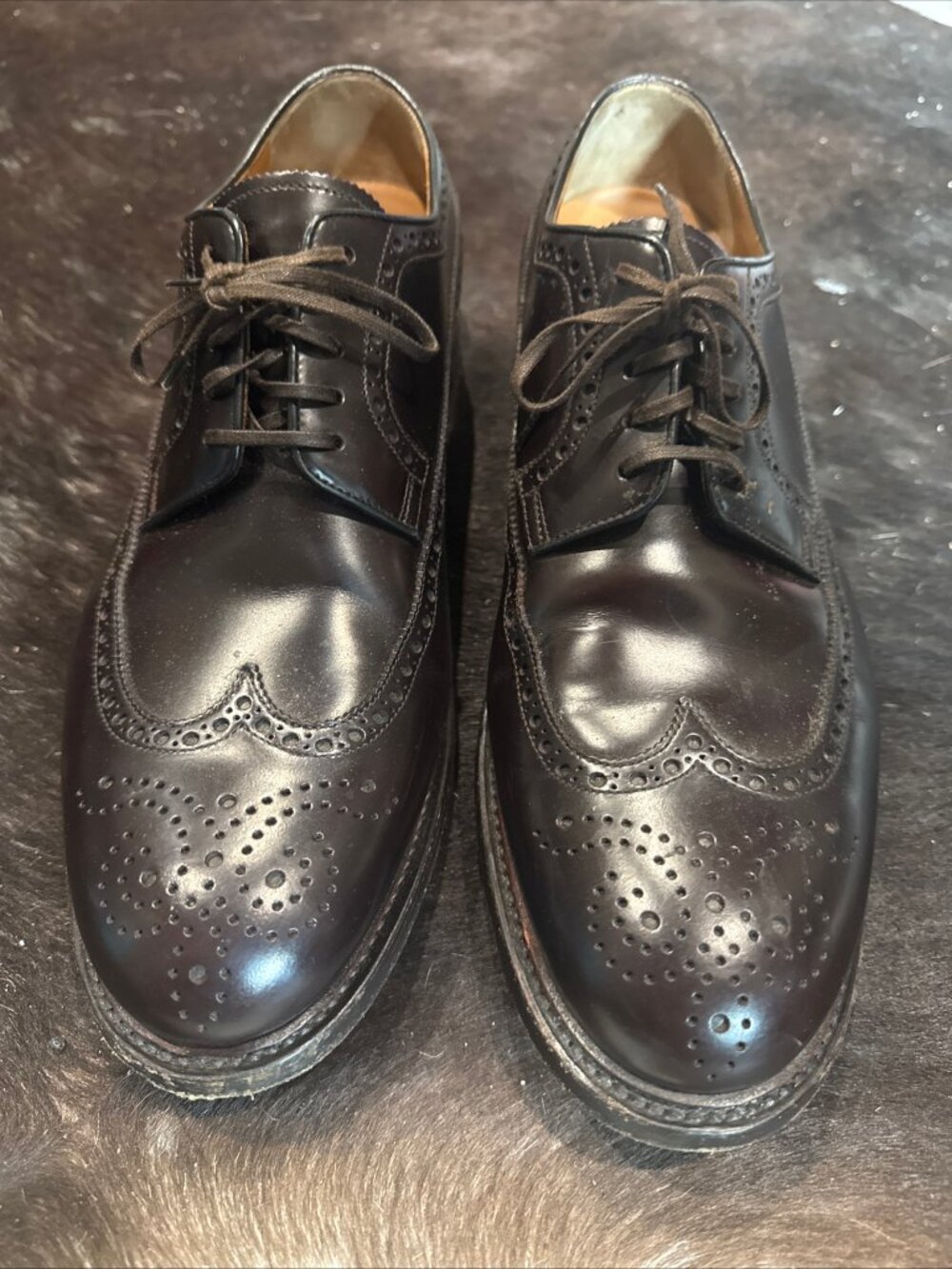 BROOKS BROS BROWN CALFSKIN LEATHER SHOES MADE IN ITALY 9M--RETAIL $700